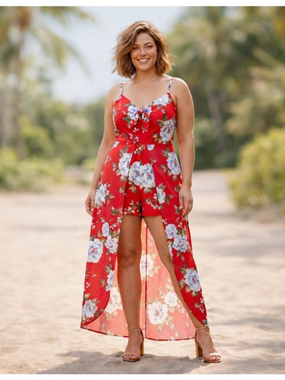 AS U WISH Floral Short Romper Maxi Dress Summer Boho Vacation Beach Plus Size 2X
